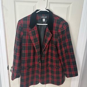 Sag Harbor Red and Black Plaid Holiday Blazer